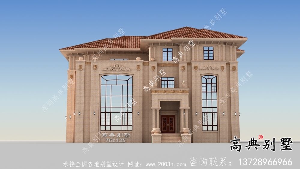 簡潔精巧鄉村三層別墅設計方案圖及設計效果圖