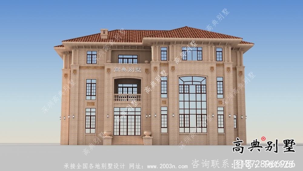 簡潔精巧鄉村三層別墅設計方案圖及設計效果圖