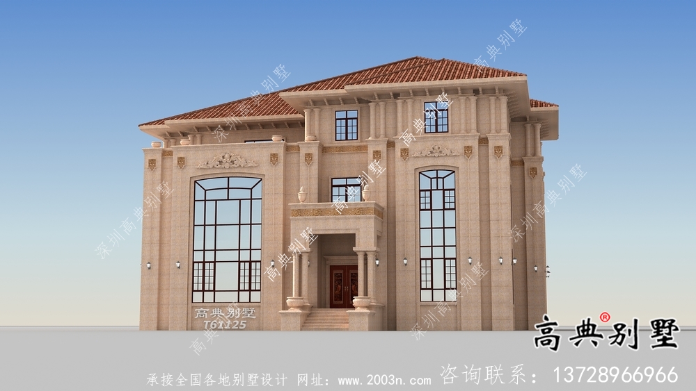 簡潔精巧鄉村三層別墅設計方案圖及設計效果圖