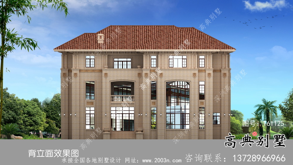 簡潔精巧鄉村三層別墅設計方案圖及設計效果圖