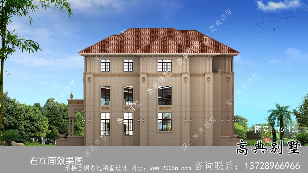 簡潔精巧鄉村三層別墅設計方案圖及設計效果圖
