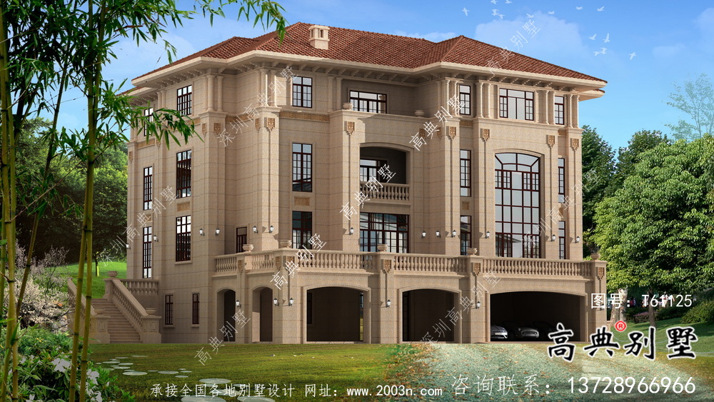 簡潔精巧鄉村三層別墅設計方案圖及設計效果圖