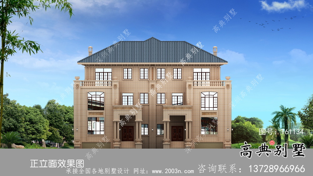 小巧實用三層雙拼別墅設計圖