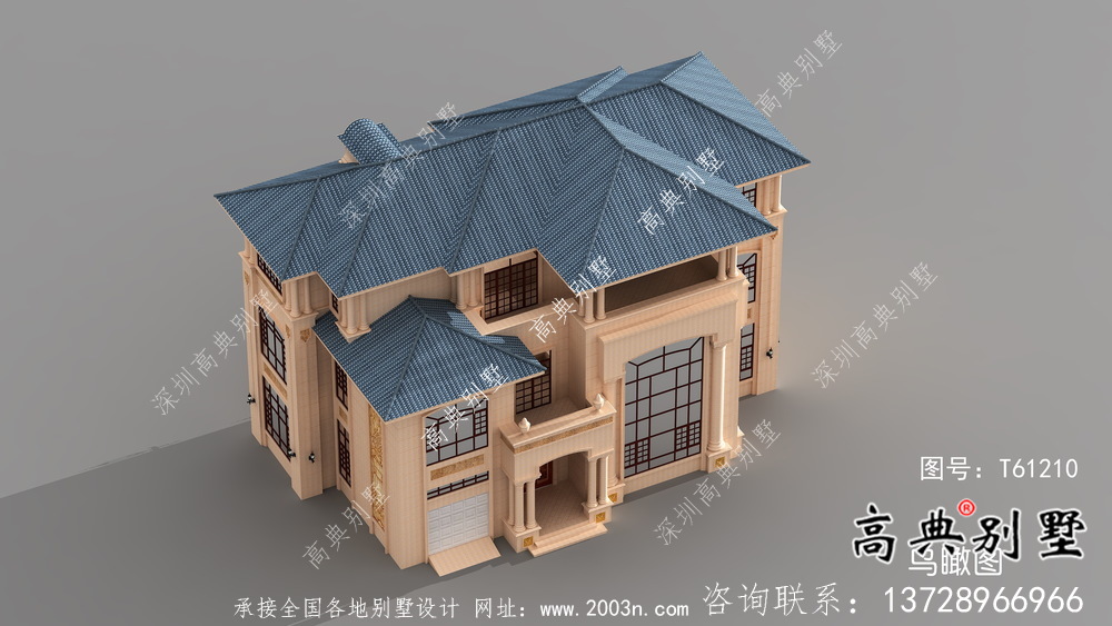 歐式豪華三層別墅設計圖及效果圖