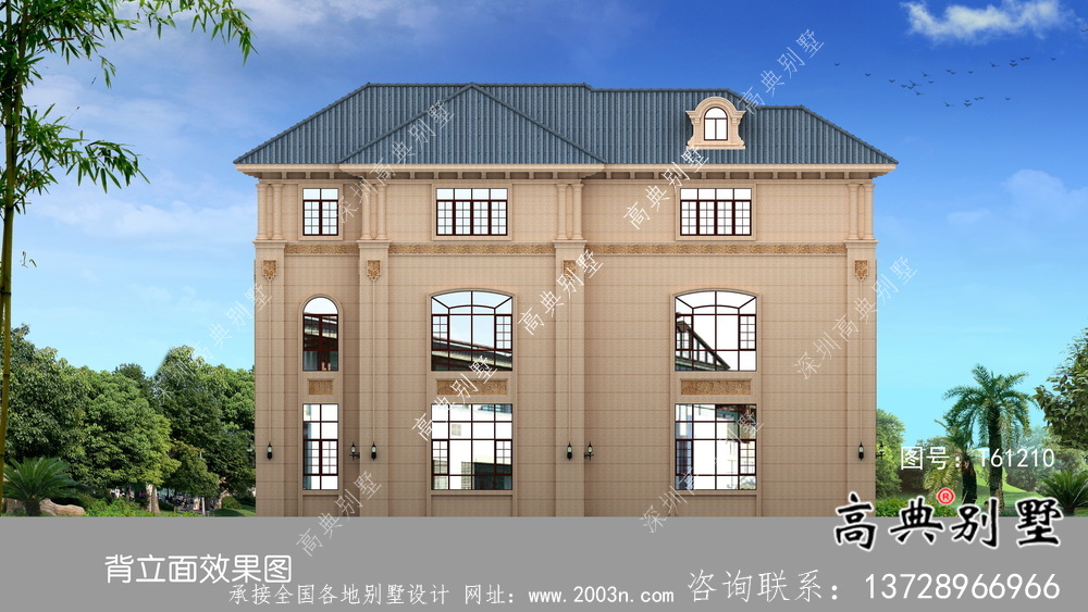 歐式豪華三層別墅設計圖及效果圖