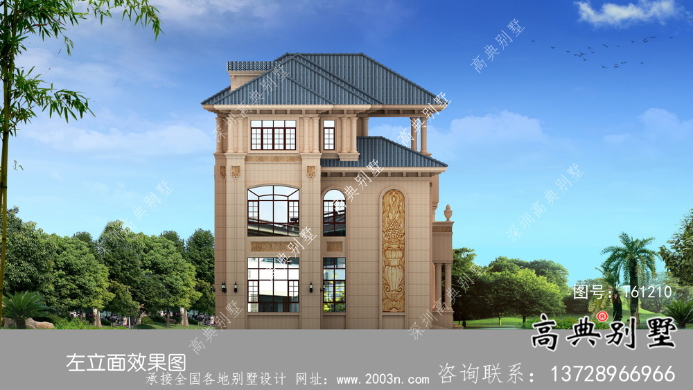 歐式豪華三層別墅設計圖及效果圖