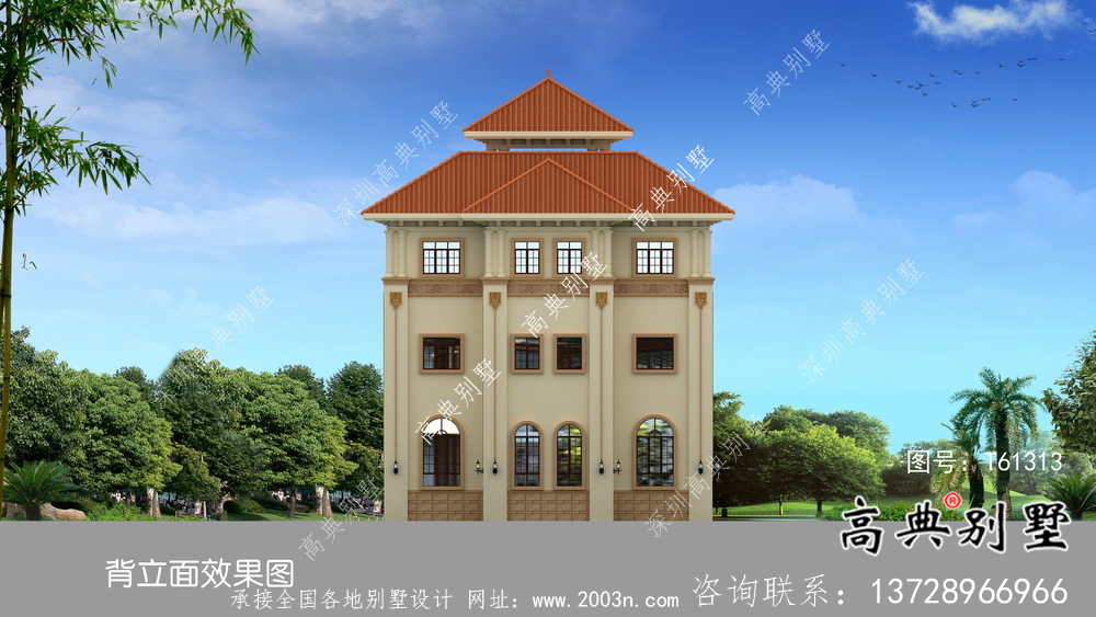 獨特復式三層歐式別墅設計圖紙及外觀效果圖