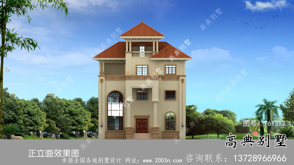 獨特復式三層歐式別墅設計圖紙及外觀效果圖