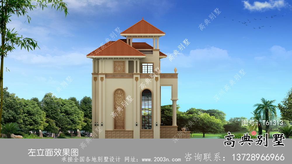獨特復式三層歐式別墅設計圖紙及外觀效果圖