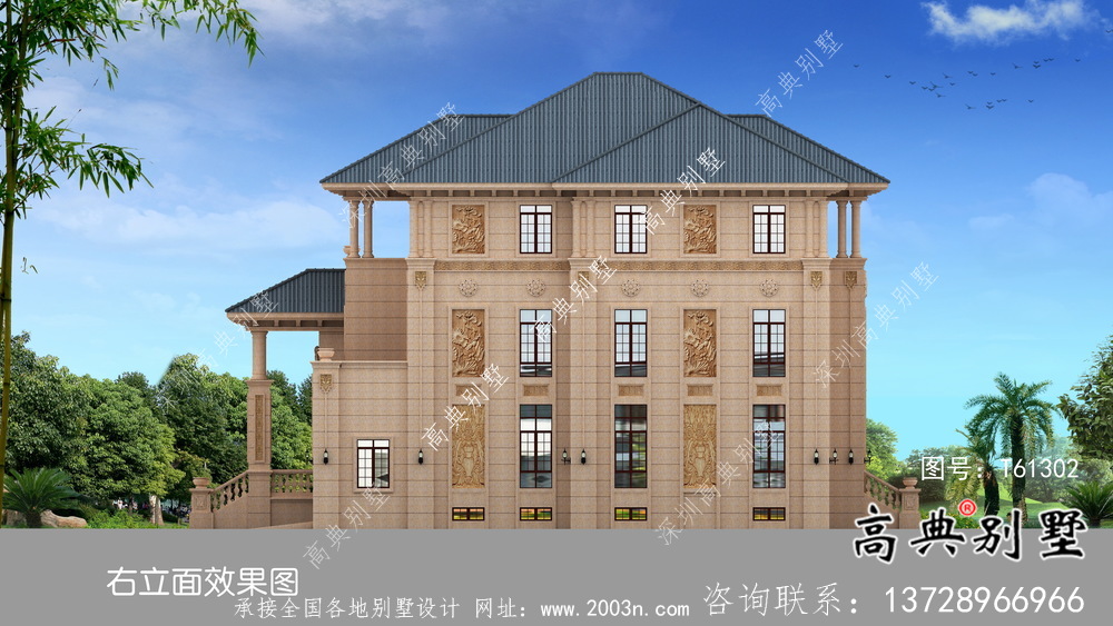 城鎮意大利風格別墅設計圖+效果圖