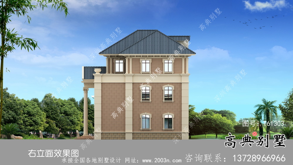 中小型多臥室法式風格新農村住宅設計圖