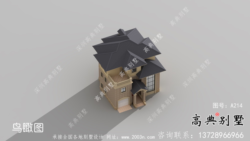 全套復式三層歐式鄉村別墅設計效果圖紙