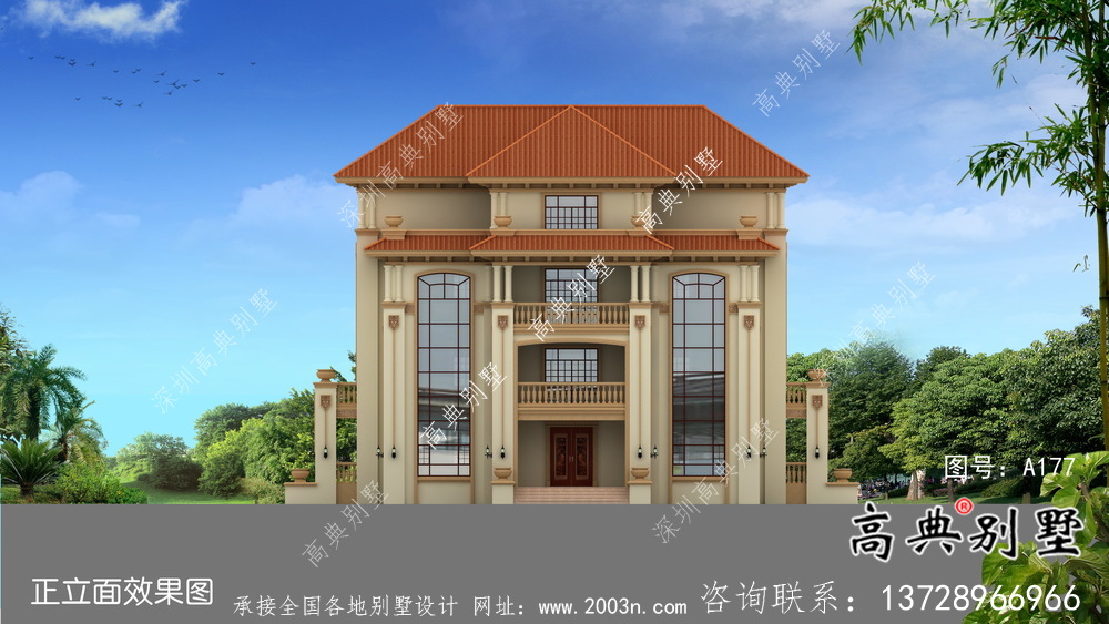 新農村四層意大利風格別墅設計圖紙+效果圖