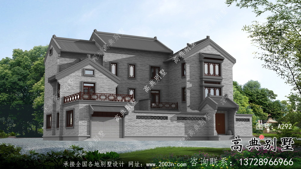 新中式三層庭院別墅設(shè)計(jì)圖紙及平面設(shè)計(jì)圖