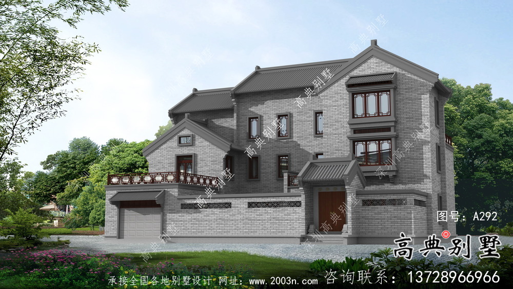 新中式三層庭院別墅設(shè)計(jì)圖紙及平面設(shè)計(jì)圖