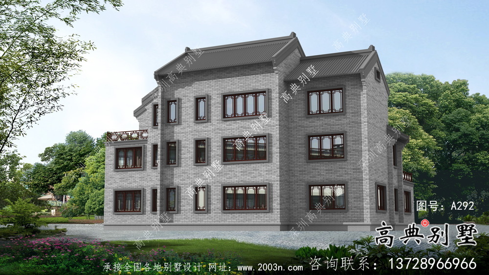 新中式三層庭院別墅設(shè)計(jì)圖紙及平面設(shè)計(jì)圖