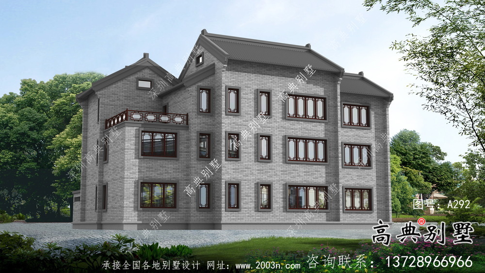 新中式三層庭院別墅設(shè)計(jì)圖紙及平面設(shè)計(jì)圖