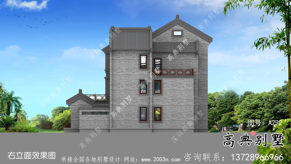 新中式三層庭院別墅設(shè)計(jì)圖紙及平面設(shè)計(jì)圖