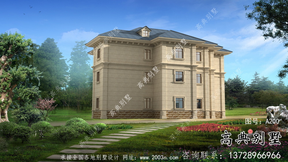 歐式中小型簡潔別墅建筑施工圖+效果圖