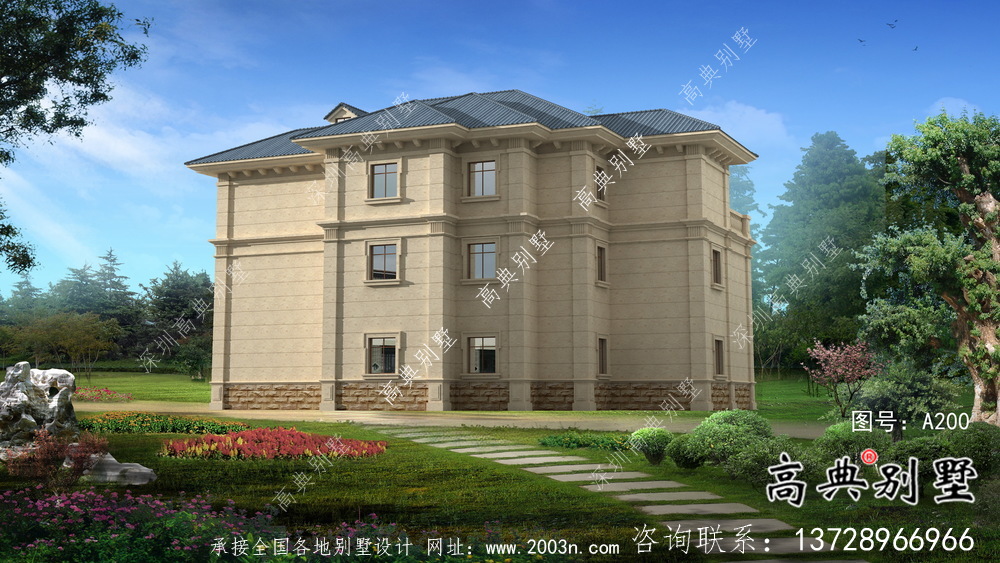 歐式中小型簡潔別墅建筑施工圖+效果圖