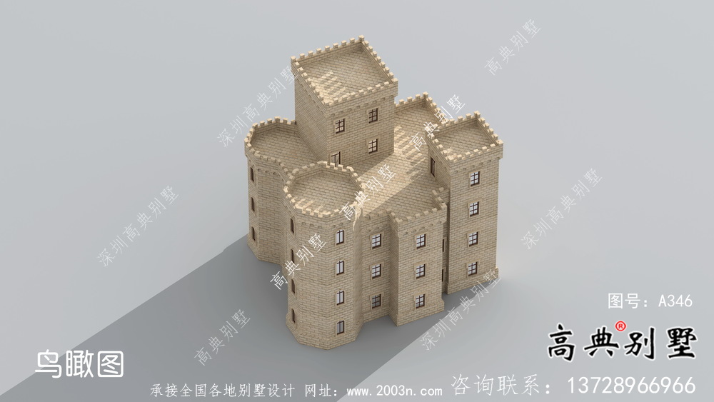 歐式五層城堡式別墅奢華別墅外觀設(shè)計(jì)圖