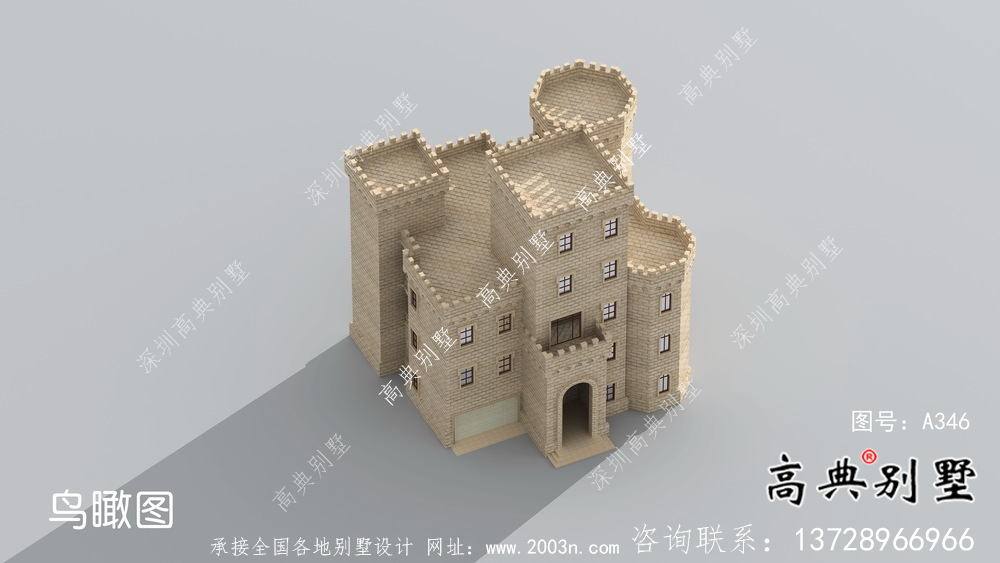 歐式五層城堡式別墅奢華別墅外觀設(shè)計(jì)圖