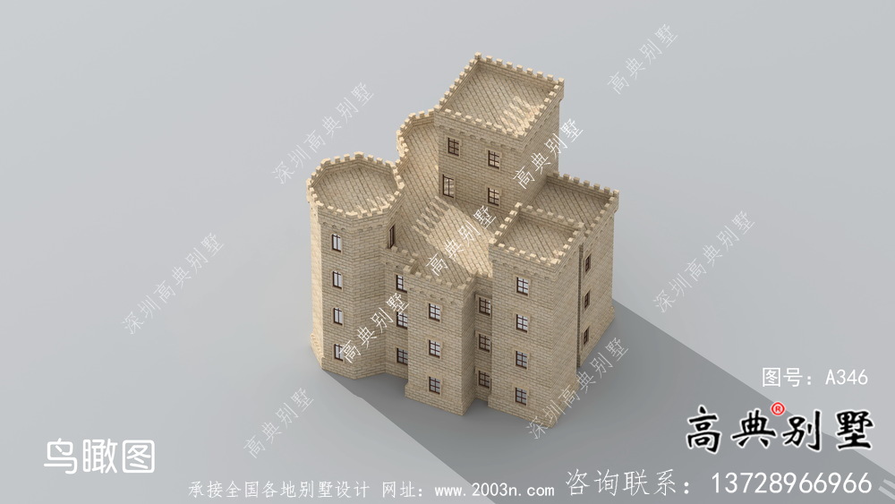 歐式五層城堡式別墅奢華別墅外觀設(shè)計(jì)圖