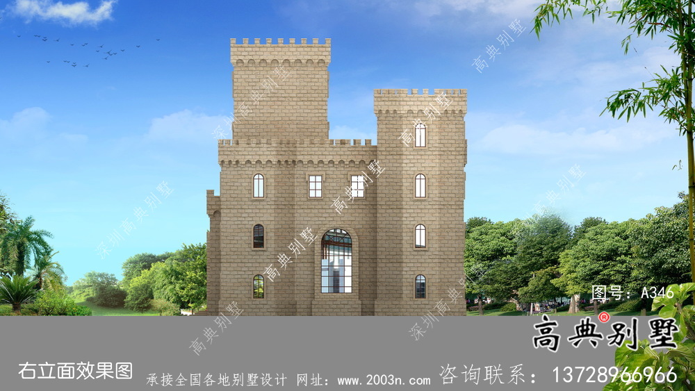 歐式五層城堡式別墅奢華別墅外觀設(shè)計(jì)圖