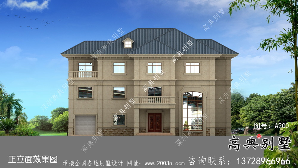 歐式中小型簡潔別墅建筑施工圖+效果圖