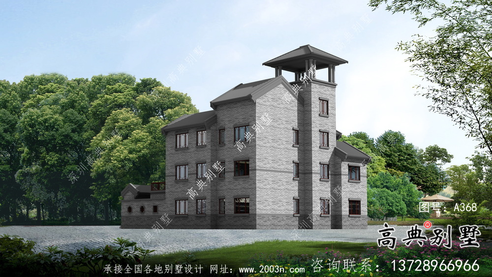 新中式三層庭院鄉村別墅平面設計圖及效果圖
