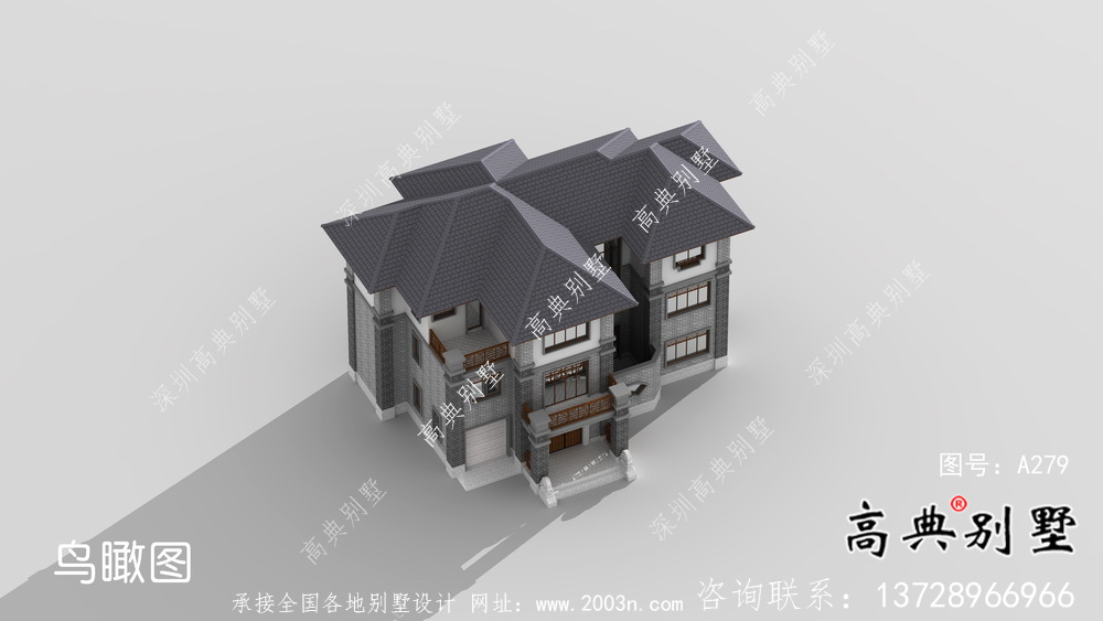 清新中式別墅，新中式自建別墅設計圖（效果圖）
