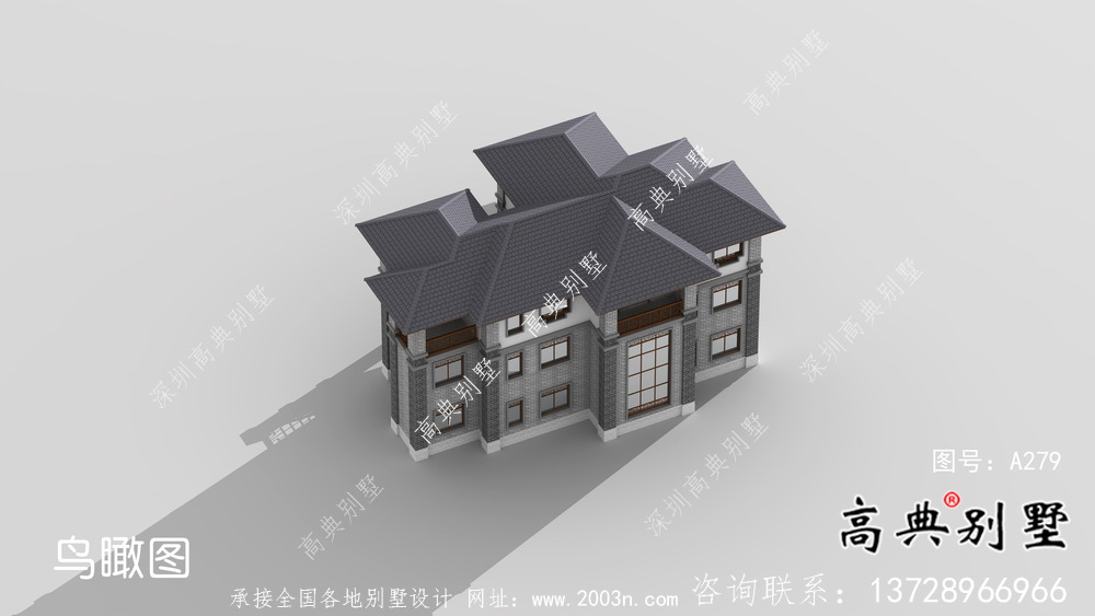 清新中式別墅，新中式自建別墅設計圖（效果圖）