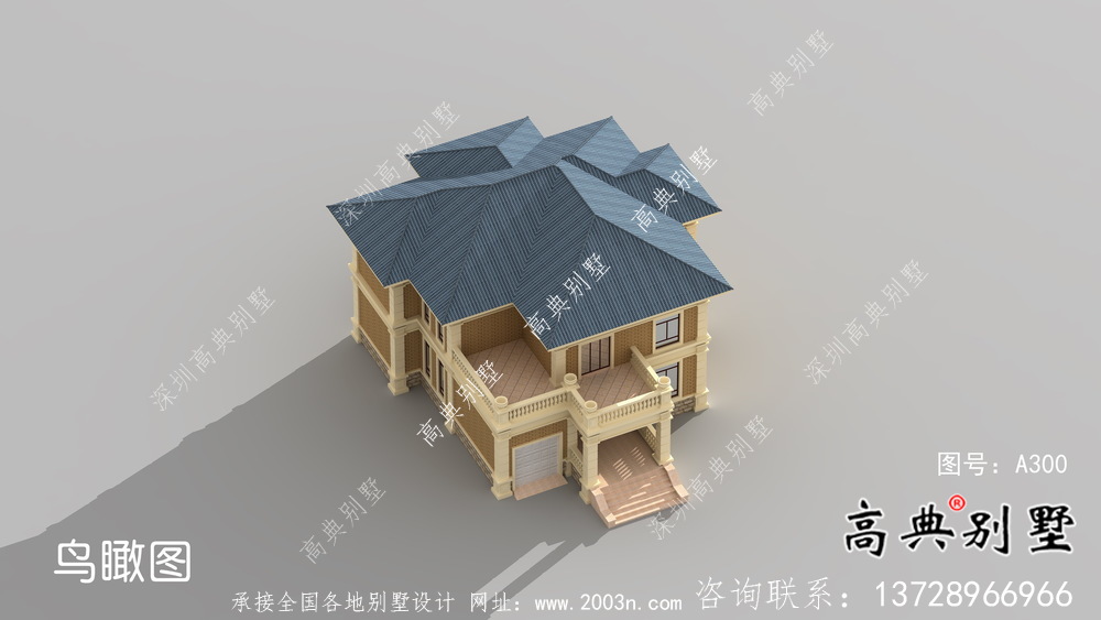 法式風格坡屋頂小洋樓設計圖+效果圖