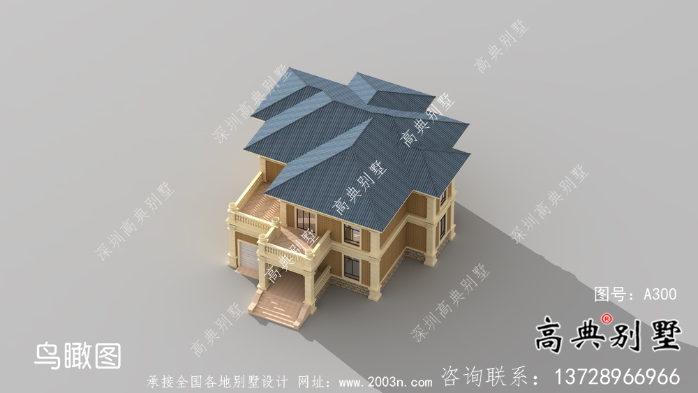 法式風格坡屋頂小洋樓設計圖+效果圖