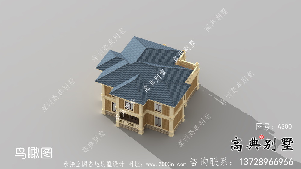 法式風格坡屋頂小洋樓設計圖+效果圖
