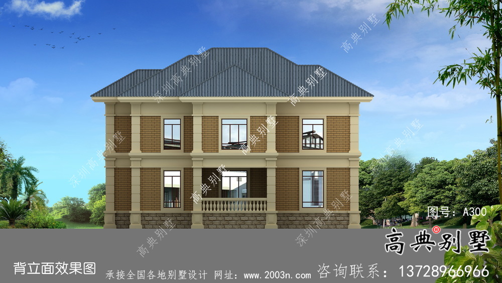 法式風格坡屋頂小洋樓設計圖+效果圖