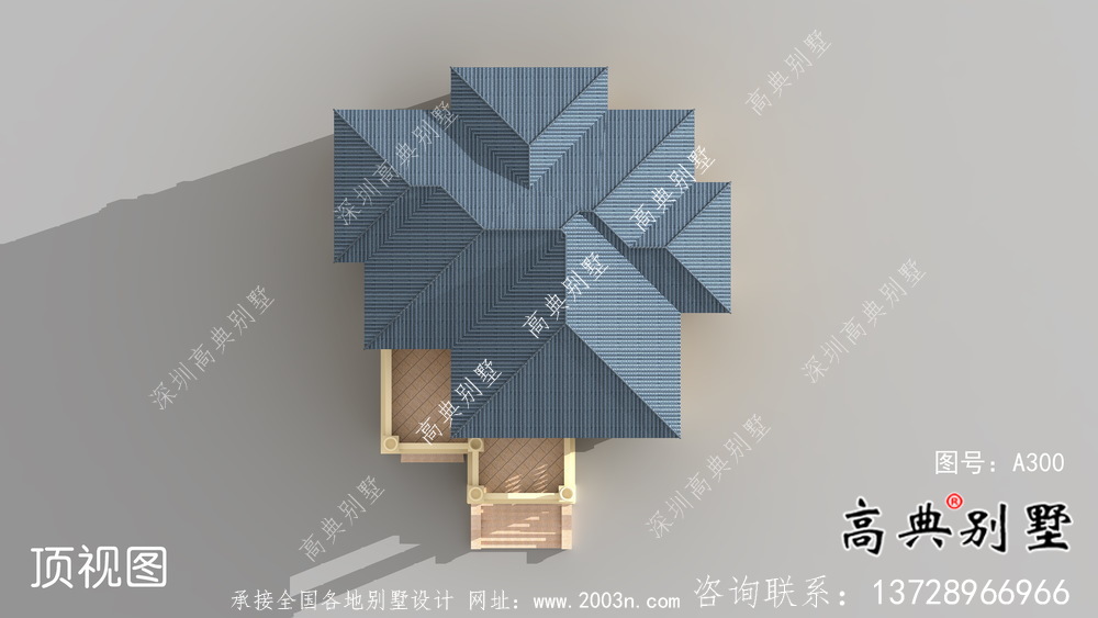 法式風格坡屋頂小洋樓設計圖+效果圖