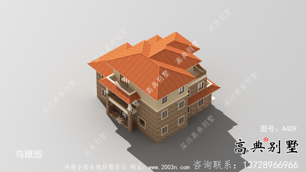 一套農村復式三層歐式別墅設計圖紙