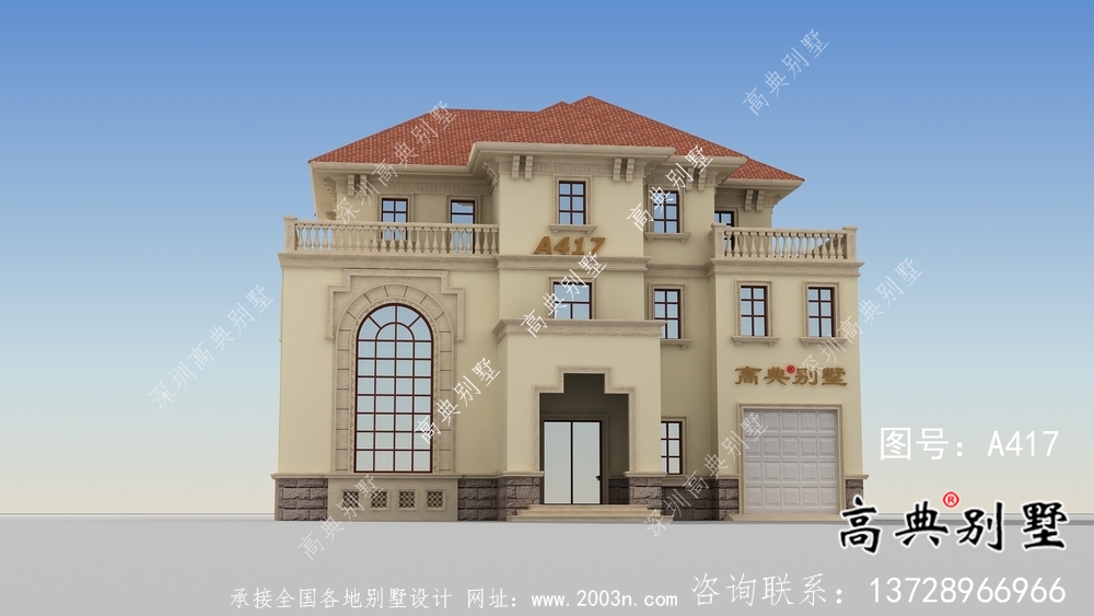 三層高檔大氣歐式鄉(xiāng)村別墅設計圖及效果圖紙