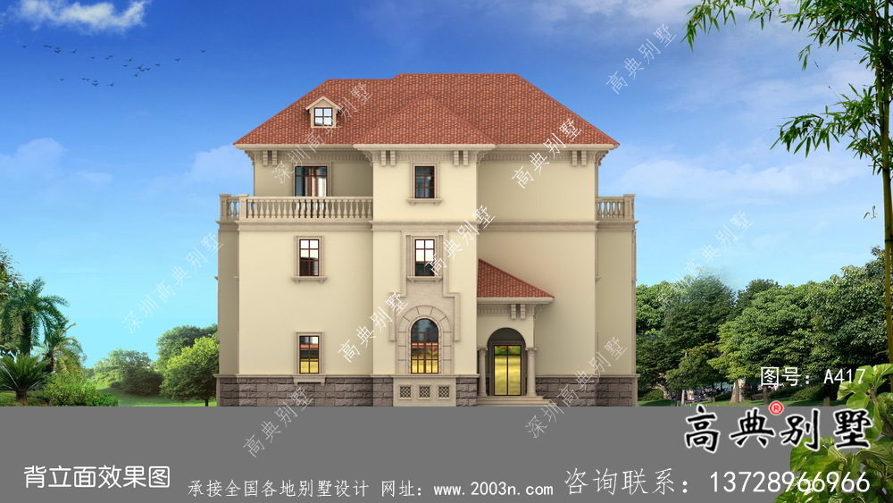 三層高檔大氣歐式鄉(xiāng)村別墅設計圖及效果圖紙