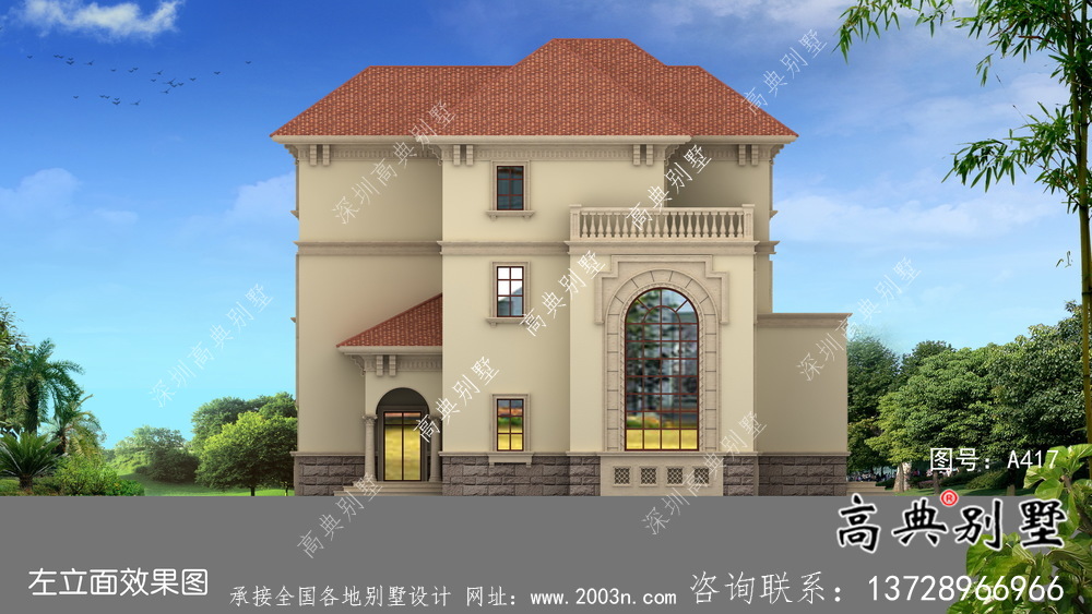 三層高檔大氣歐式鄉(xiāng)村別墅設計圖及效果圖紙
