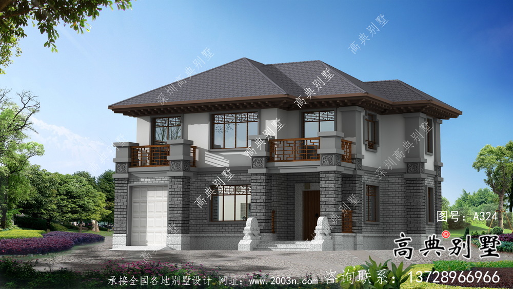 新中式三層清新明亮別墅建筑設(shè)計圖