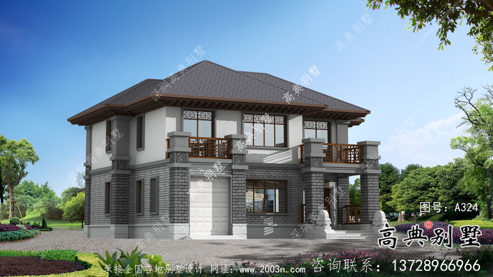 新中式三層清新明亮別墅建筑設(shè)計圖