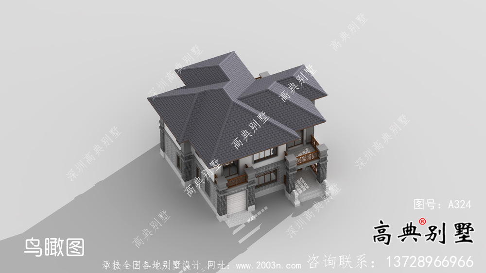 新中式三層清新明亮別墅建筑設(shè)計圖