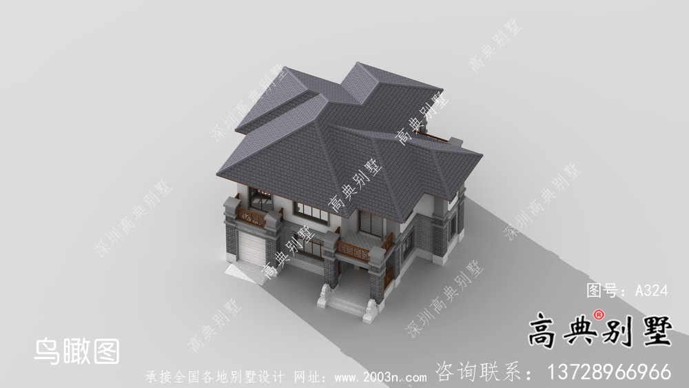新中式三層清新明亮別墅建筑設(shè)計圖
