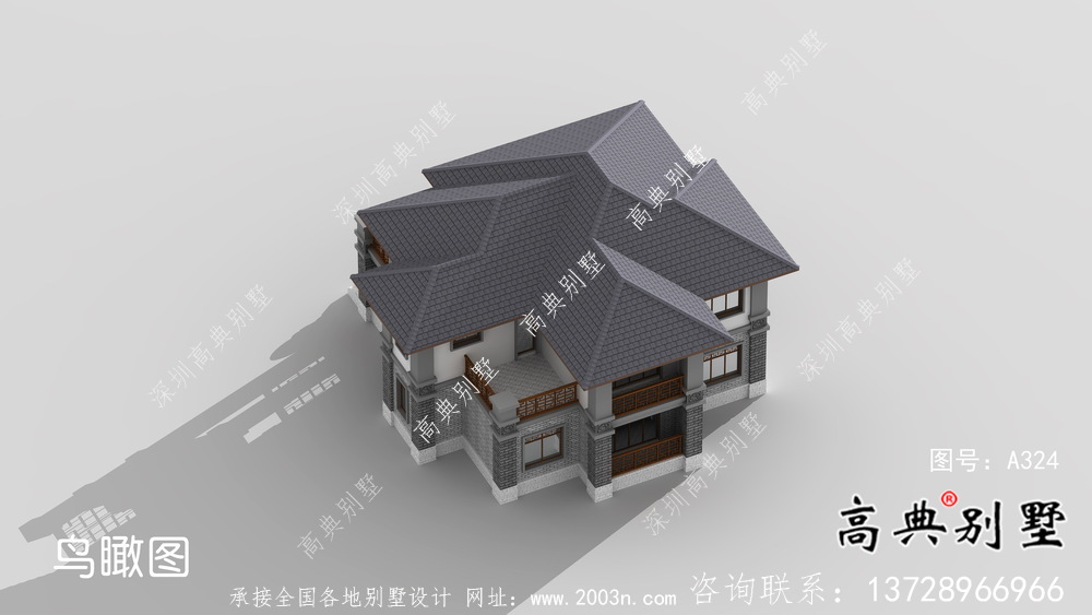 新中式三層清新明亮別墅建筑設(shè)計圖