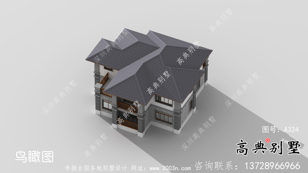 新中式三層清新明亮別墅建筑設(shè)計圖