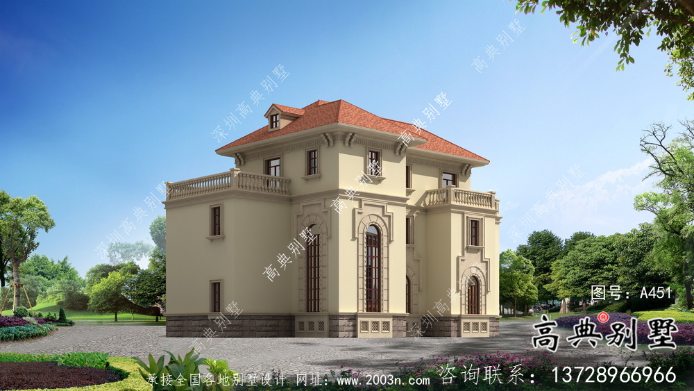 農村高檔三層歐式別墅設計施工效果全套圖紙