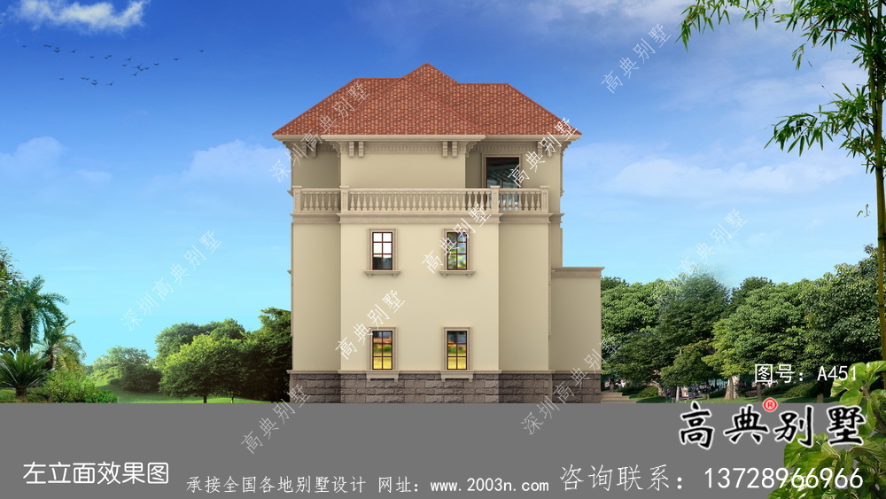 農村高檔三層歐式別墅設計施工效果全套圖紙