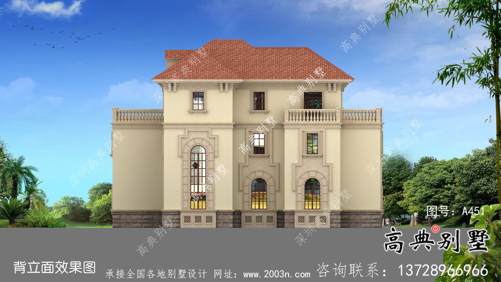 農村高檔三層歐式別墅設計施工效果全套圖紙
